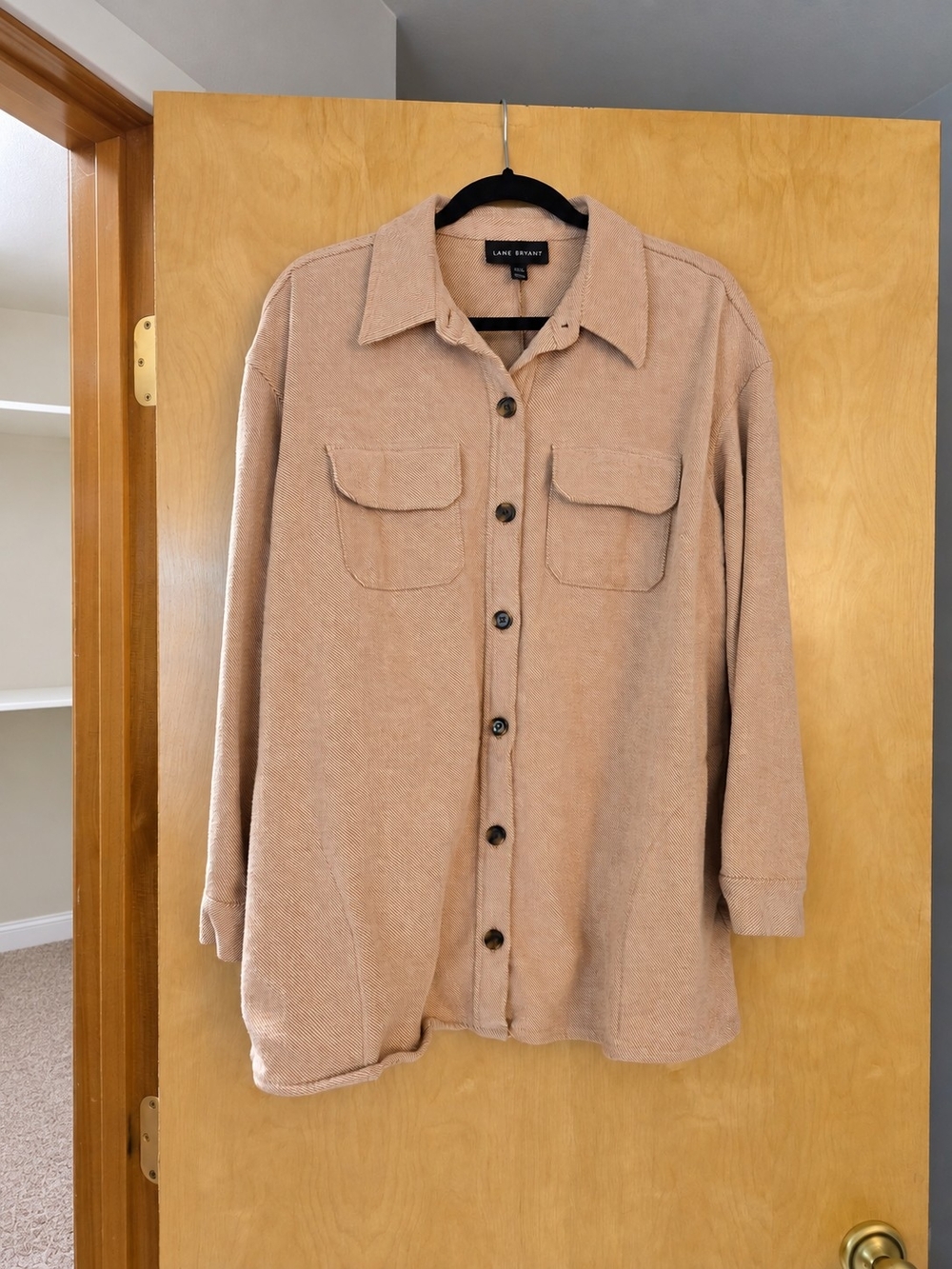 Lane Bryant Peach Flannel Button-Front Shirt/Jacket